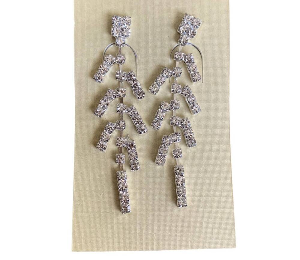 Diamond CZ Dangle Wedding Prom Earrings NEW